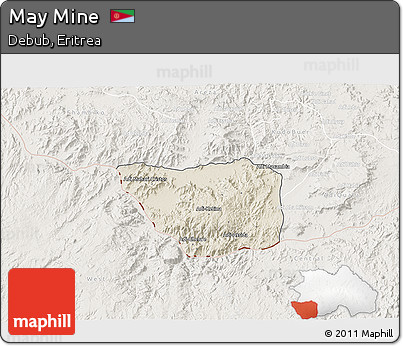 Shaded Relief 3D Map of May Mine, lighten