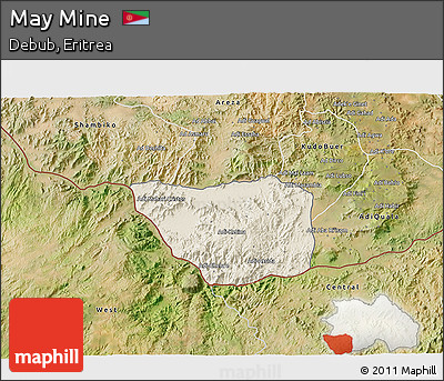 Shaded Relief 3D Map of May Mine, satellite outside