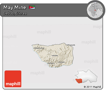 Shaded Relief 3D Map of May Mine, single color outside