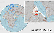 Gray Location Map of May Mine, highlighted country, within the entire country, hill shading