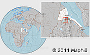 Gray Location Map of May Mine, highlighted country, highlighted parent region, hill shading