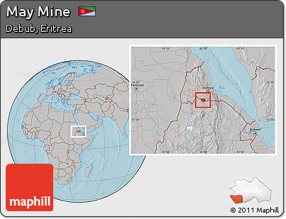 Gray Location Map of May Mine, hill shading