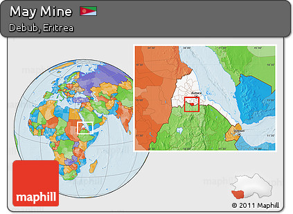 Political Location Map of May Mine, highlighted country, within the entire country