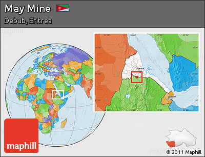 Political Location Map of May Mine, highlighted country, within the entire country