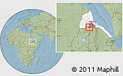 Savanna Style Location Map of May Mine, highlighted country, highlighted parent region, hill shading