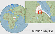 Savanna Style Location Map of May Mine, highlighted country, hill shading