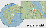 Savanna Style Location Map of May Mine, highlighted parent region, hill shading