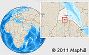 Shaded Relief Location Map of May Mine, highlighted country