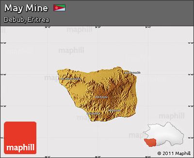 Physical Map of May Mine, cropped outside