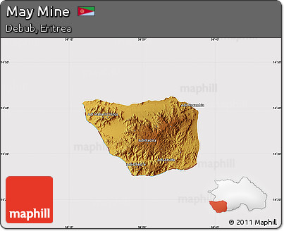 Physical Map of May Mine, cropped outside
