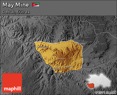 Physical Map of May Mine, darken, desaturated