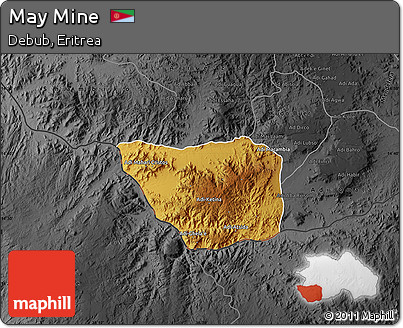 Physical Map of May Mine, darken, desaturated