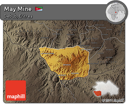 Physical Map of May Mine, darken, semi-desaturated
