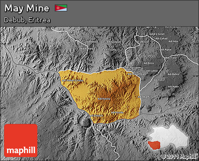 Physical Map of May Mine, desaturated