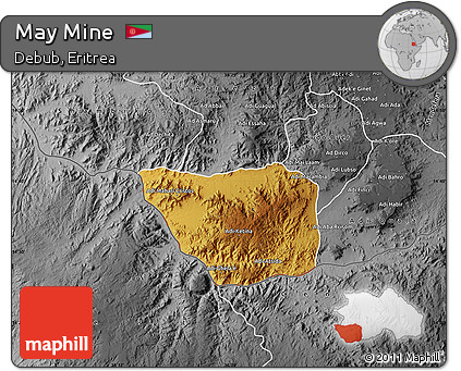 Physical Map of May Mine, desaturated