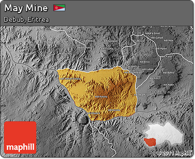 Physical Map of May Mine, desaturated