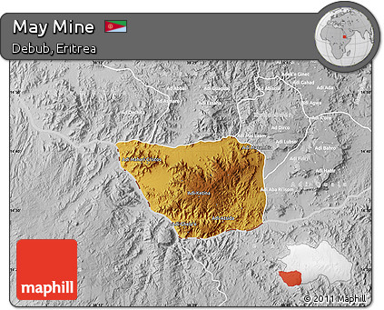 Physical Map of May Mine, lighten, desaturated