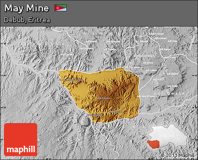Physical Map of May Mine, lighten, desaturated