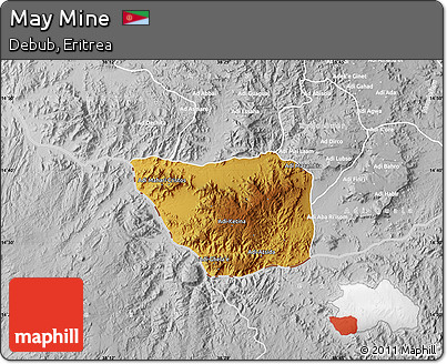 Physical Map of May Mine, lighten, desaturated