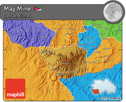 Physical Map of May Mine, political outside