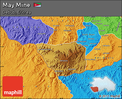 Physical Map of May Mine, political outside