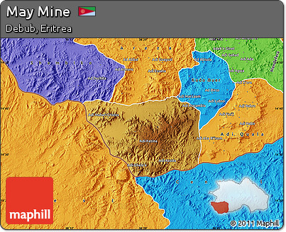 Physical Map of May Mine, political outside