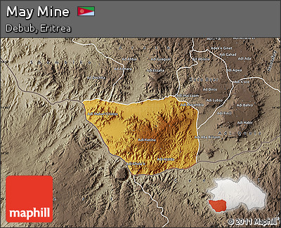 Physical Map of May Mine, semi-desaturated