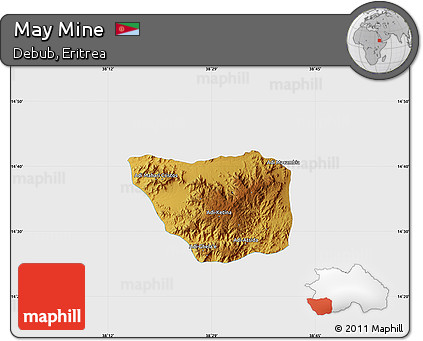 Physical Map of May Mine, single color outside