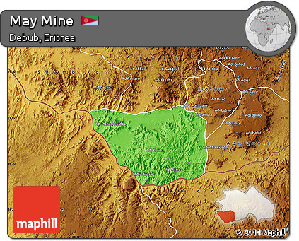 Political Map of May Mine, physical outside