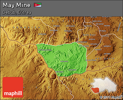 Political Map of May Mine, physical outside