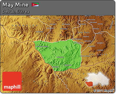 Political Map of May Mine, physical outside