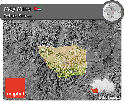 Satellite Map of May Mine, darken, desaturated