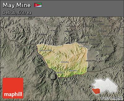 Satellite Map of May Mine, darken, semi-desaturated