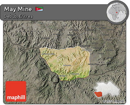 Satellite Map of May Mine, darken, semi-desaturated