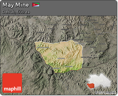 Satellite Map of May Mine, darken, semi-desaturated