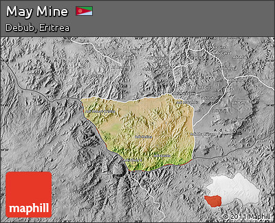 Satellite Map of May Mine, desaturated