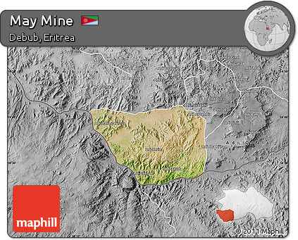 Satellite Map of May Mine, desaturated