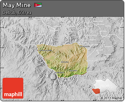 Satellite Map of May Mine, lighten, desaturated