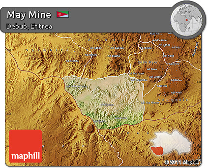 Satellite Map of May Mine, physical outside