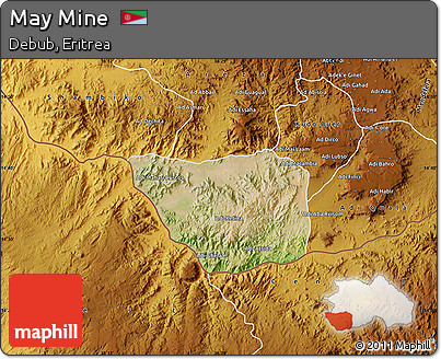 Satellite Map of May Mine, physical outside