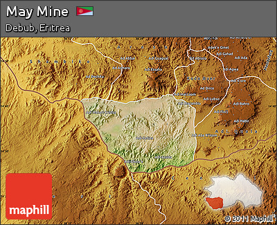 Satellite Map of May Mine, physical outside