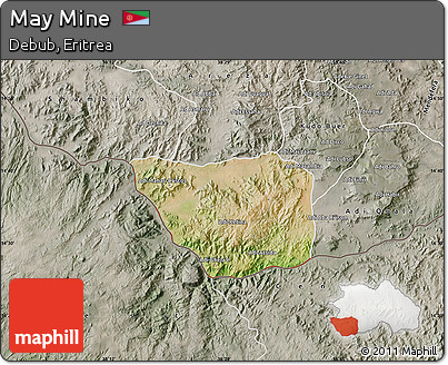 Satellite Map of May Mine, semi-desaturated