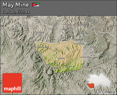 Satellite Map of May Mine, semi-desaturated