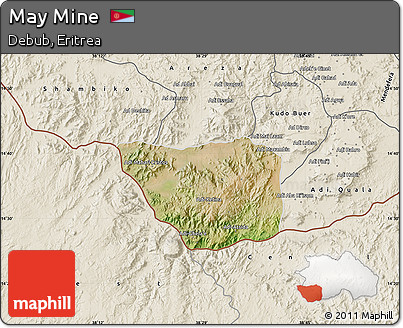 Satellite Map of May Mine, shaded relief outside
