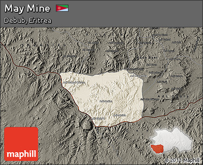 Shaded Relief Map of May Mine, darken