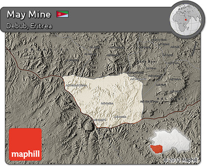 Shaded Relief Map of May Mine, darken