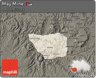 Shaded Relief Map of May Mine, darken