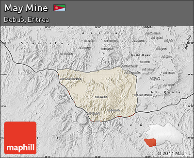 Shaded Relief Map of May Mine, desaturated