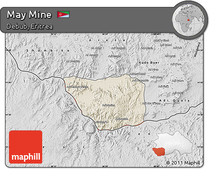 Shaded Relief Map of May Mine, desaturated