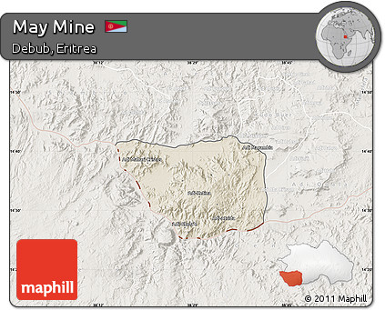 Shaded Relief Map of May Mine, lighten